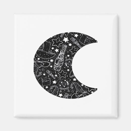 Whimsigoth Witch Moon Wicca Kawaii Gothic Tattoo A Magneet (Voorkant)