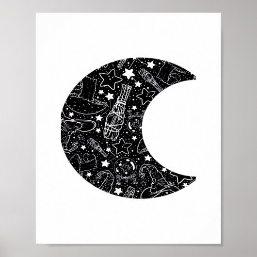 Whimsigoth Witch Moon Wicca Kawaii Gothic Tattoo A Poster (Voorkant)