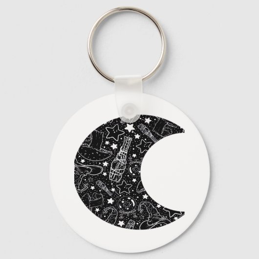 Whimsigoth Witch Moon Wicca Kawaii Gothic Tattoo A Sleutelhanger (Voorkant)