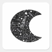 Whimsigoth Witch Moon Wicca Kawaii Gothic Tattoo A Vierkante Sticker (Voorkant)