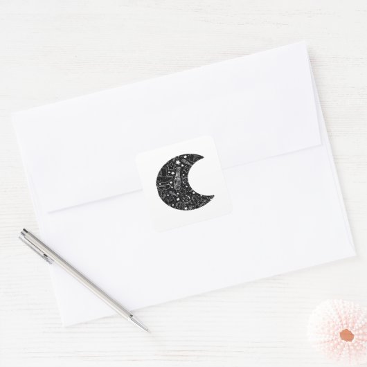 Whimsigoth Witch Moon Wicca Kawaii Gothic Tattoo A Vierkante Sticker (Envelop)