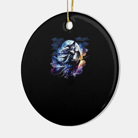 Whimsigoth Witch Vliegen Over Volle Maan Vrouwen K Keramisch Ornament (Links)