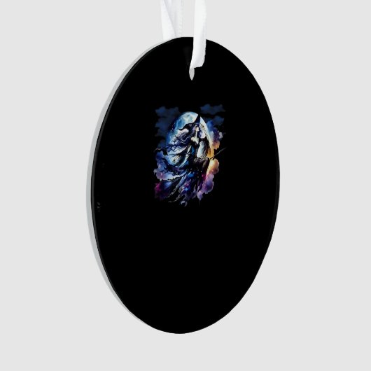 Whimsigoth Witch Vliegen Over Volle Maan Vrouwen K Ornament (voorkant)