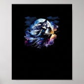 Whimsigoth Witch Vliegen Over Volle Maan Vrouwen K Poster (Voorkant)