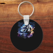 Whimsigoth Witch Vliegen Over Volle Maan Vrouwen K Sleutelhanger (Voorkant)