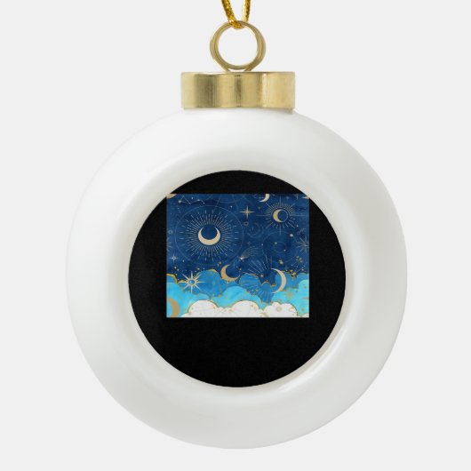 Whimsigoth Wolken Zon Maan Witchy Classic Keramische Bal Ornament (Voorkant)