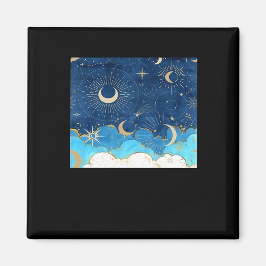Whimsigoth Wolken Zon Maan Witchy Classic Magneet (Voorkant)