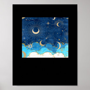 Whimsigoth Wolken Zon Maan Witchy Classic Poster