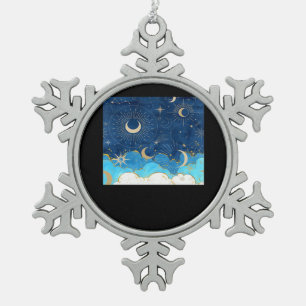Whimsigoth Wolken Zon Maan Witchy Classic Tin Sneeuwvlok Ornament
