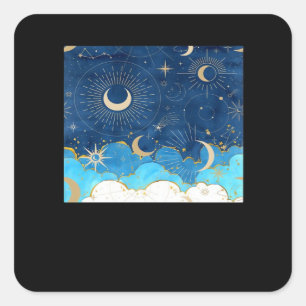Whimsigoth Wolken Zon Maan Witchy Classic Vierkante Sticker