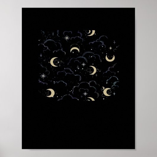 Whimsigoth Wolken Zon Maan Witchy Poster (Voorkant)