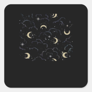 Whimsigoth Wolken Zon Maan Witchy Vierkante Sticker