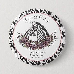 Whimsigoth Zebra Safari Team Meisje Roze Bloemen Ronde Button 7,6 Cm