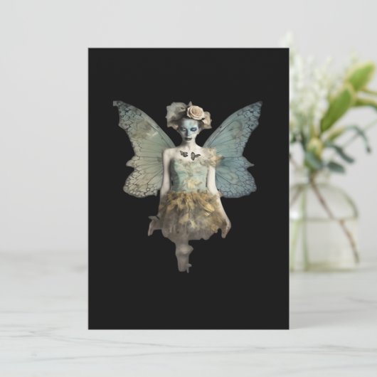 Whimsigoth Zombie Fairy Old Time Gothic Moody Art Feestdagenkaart (Staand voorkant)