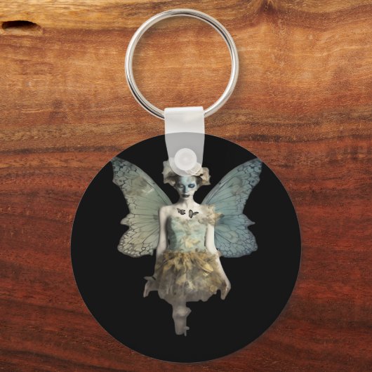 Whimsigoth Zombie Fairy Old Time Gothic Moody Art Sleutelhanger (Voorkant)