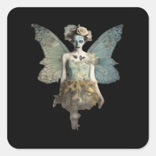 Whimsigoth Zombie Fairy Old Time Gothic Moody Art Vierkante Sticker