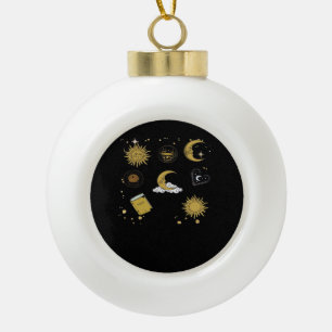 Whimsigoth Zon Maan Hekserig Klassiek Keramische Bal Ornament
