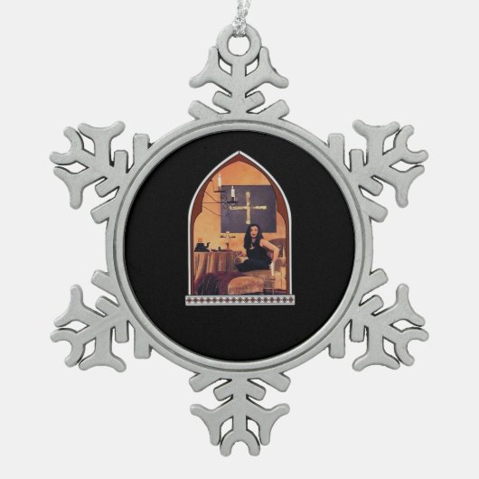 Whimsigothic Cathedral Window Classic Tin Sneeuwvlok Ornament (Voorkant)