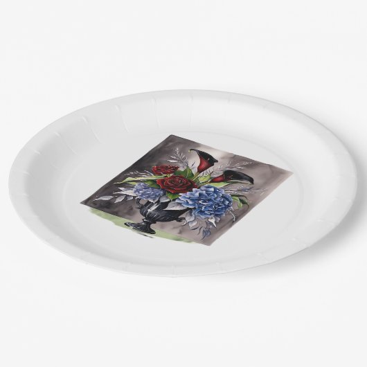 Whimsigothic – Gothic Floral Vase Aesthetic Classi Papieren Bordje (Gekanteld)