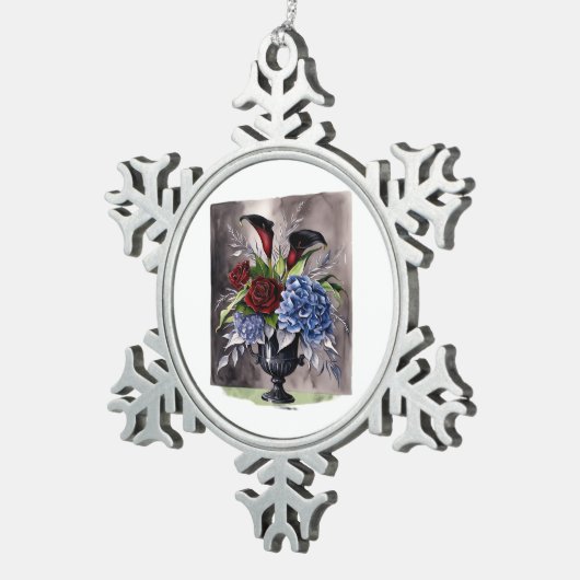 Whimsigothic – Gotische bloemenvaas esthetische kl Tin Sneeuwvlok Ornament (Rechts)