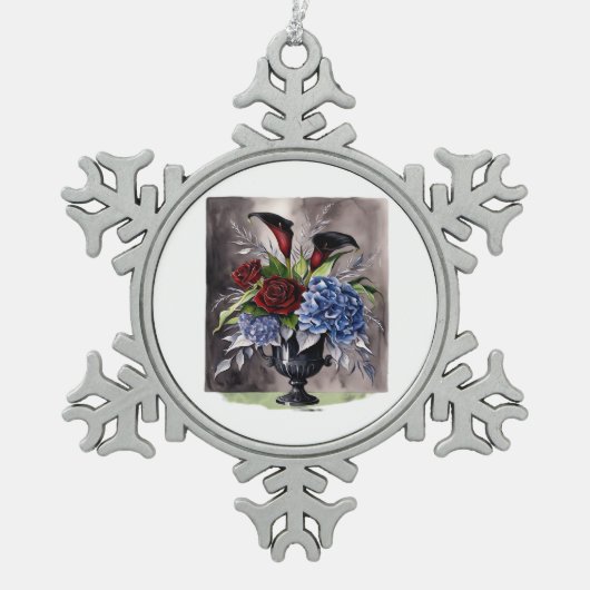 Whimsigothic – Gotische bloemenvaas esthetische kl Tin Sneeuwvlok Ornament (Voorkant)