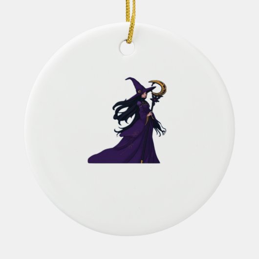 Whimsigothic Moon Witch Keramisch Ornament (Voorkant)