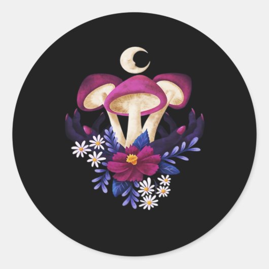 Whimsigothic Mushrooms Classic Ronde Sticker (Voorkant)
