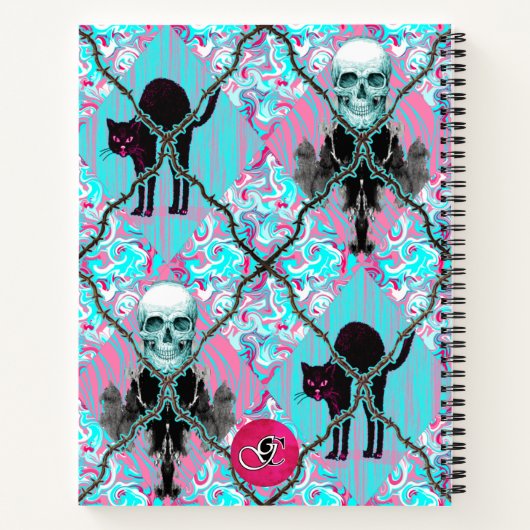 Whimsigothic Roze & Turquoise prikkeldraad Argyle Notitieboek (Achterkant)