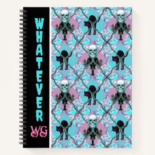 Whimsigothic Roze & Turquoise prikkeldraad Argyle Notitieboek