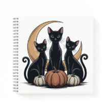 Whimsigothic Zwarte Katten Pompoen Maan Halloween