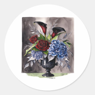 Whimsigotisch – Gotische bloemenvase esthetische k Ronde Sticker
