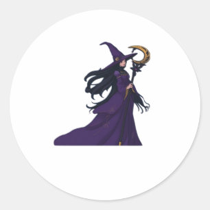Whimsigotische Maan Heks Ronde Sticker