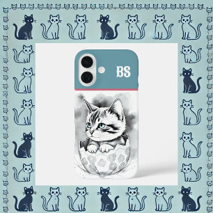 whimsikale Pasen Kitten in Bloemenschaal  iPhone 16 Hoesje