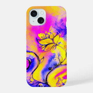 WHIMSIKE BLOEMEN, KRULLEN IN GEEL ROZE PURPER iPhone 15 CASE