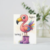 WHIMSIKE FLAMINGO DIGITALE DOWNLOAD UITNODIGING (Staand voorkant)