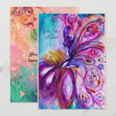 WHIMSIKE KUTE BLOEMENFEE IN ROZE, GOUDEN SPROKKELS KAART (Voorkant / Achterkant)