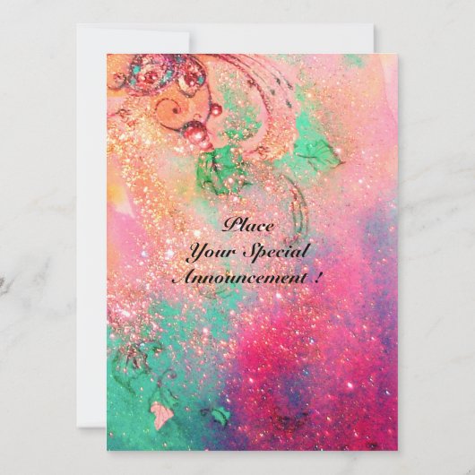 WHIMSIKE KUTE BLOEMENFEE IN ROZE, GOUDEN SPROKKELS KAART (Achterkant)