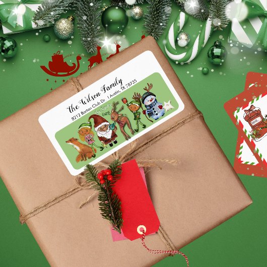 Whimsisch adreslabel voor de hele Sinterklaasbende Etiket