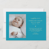 Whimsisch Bedankt Script Aqua Blauwe Geboorte Aankondiging (Achterkant)