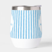 Whimsisch Blauw Wit Streep Preppy Monogram (Links)