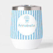 Whimsisch Blauw Wit Streep Preppy Monogram (Voorkant)