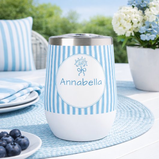 Whimsisch Blauw Wit Streep Preppy Monogram