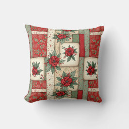 Whimsisch Bloemig Vintage Kerstquiltsjabloon Kussen