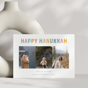 Whimsisch Cute Gelukkig Hanukkah Multi Foto Vier Feestdagenkaart