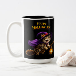 Whimsisch gelukkig Halloween twee Tweekleurige Koffiemok