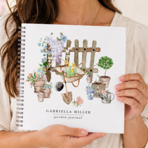 Whimsisch gepersonaliseerd tuinierdagboek notitieboek