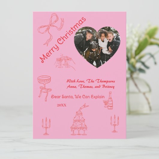 Whimsisch handgeschreven Kerstmis Kaart (Staand voorkant)