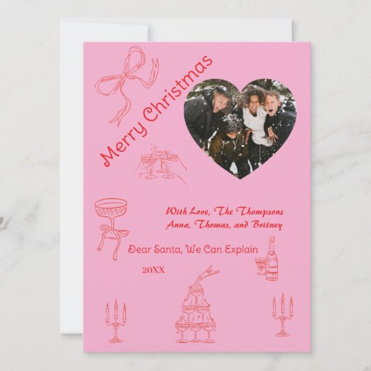 Whimsisch handgeschreven Kerstmis  Kaart (Voorkant)