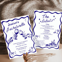 Whimsisch handgetekend cocktail vrijgezellenfeest