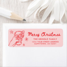 Whimsisch handgetekend kerst retouradres